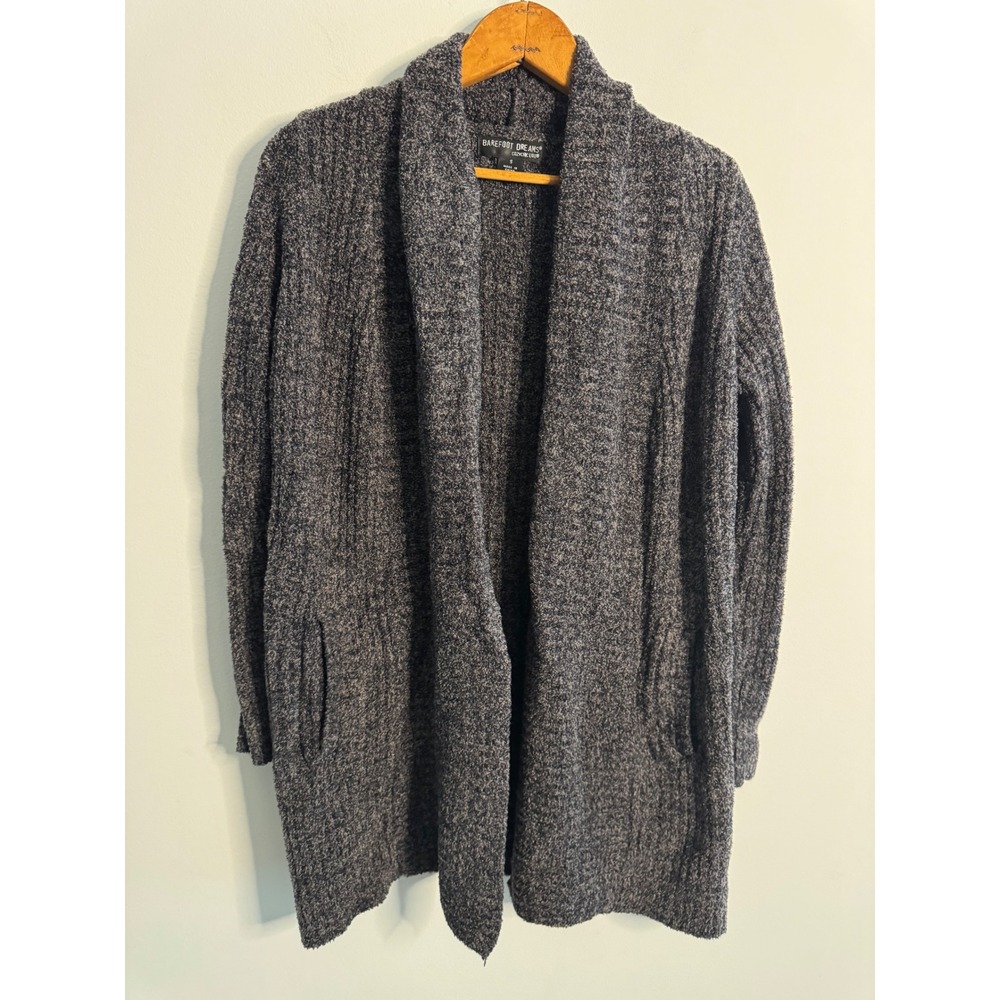 Barefoot Dreams CozyChic Lite Montecito Ribbed Cardigan Charcoal Shawl Sweater S